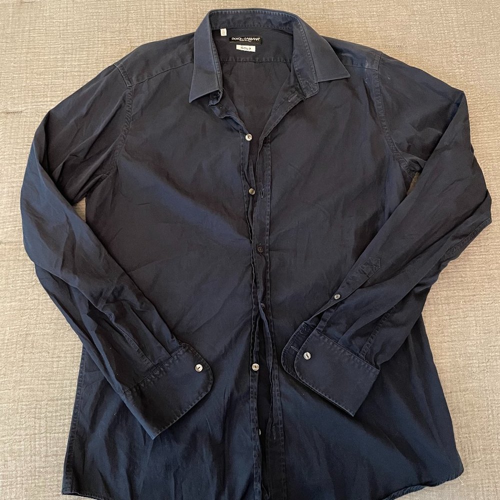 Dolce and Gabbana Gold Fit Long Sleeve Dress Shirt